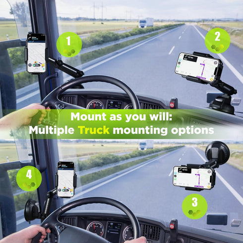 Truck Phone Holder Mount Heavy Duty Cell Phone Holder for Truck Dashboard Windshield, Compact 10.3 inch Arm, Super Suction Cup & Stable, Compatibl...